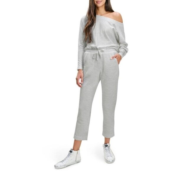 Splendid x Cella Jane Gray Long Sleeve Off the Shoulder Jumpsuit Women Size S - Picture 1 of 8